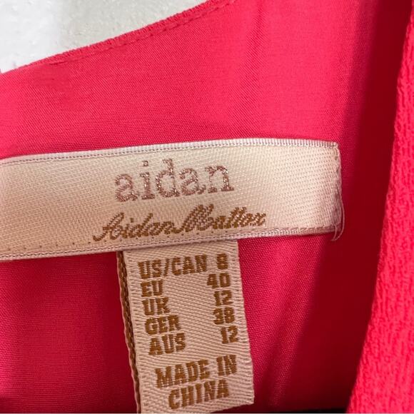 AIDAN MATTOX Pink Tangerine Crepe Lace Illusion Gown Dress NWT Size 8 - Picture 9 of 9